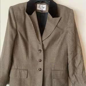 LE SUIT PETITE Womans Size 12P Suit Brown Check Jacket